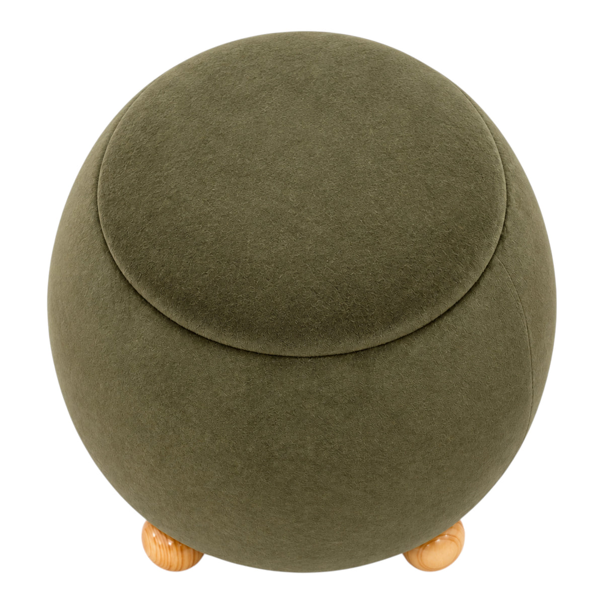 Roble Green Round Storage Ottoman with Ball Feet