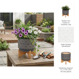Slater Gray Ceramic Swirl Planter on Stand