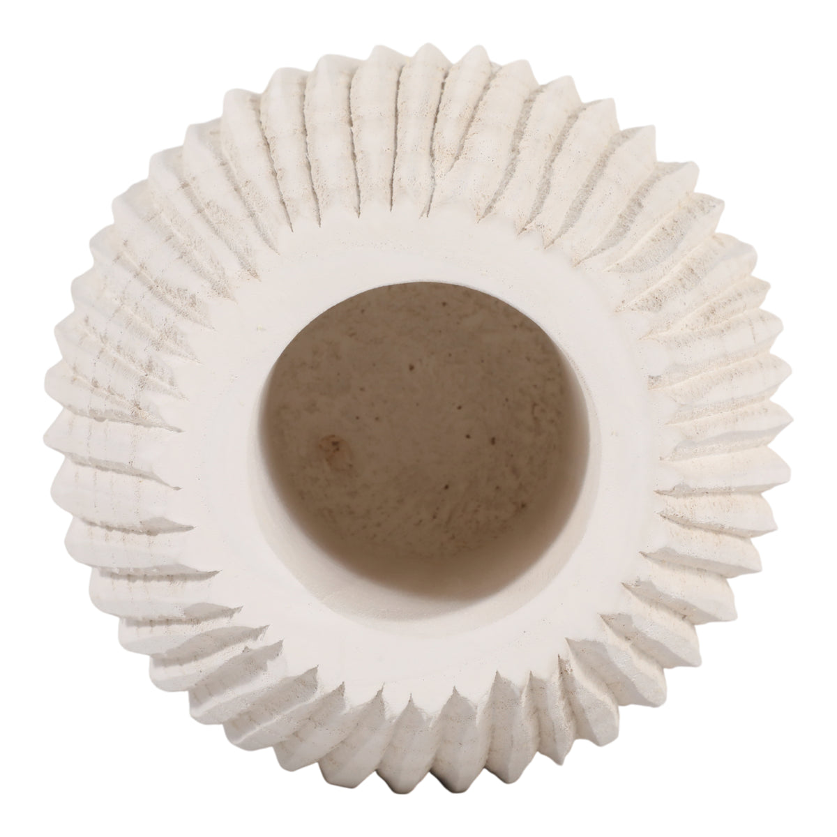 Sunsweet White Wood Ridged Vase