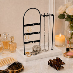 Allendale White/Black Jewelry Stand with Marble Tray
