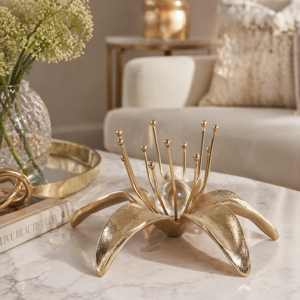 Clayton Gold/Clear Flower Acrylic Orb