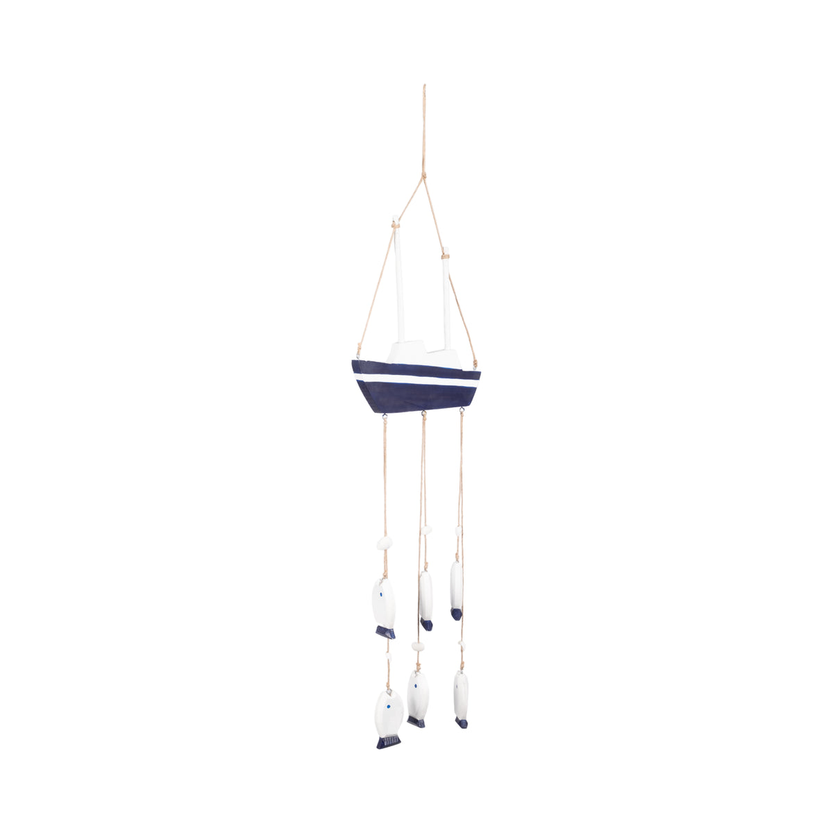 Camulos Multicolor Wood Sailboat with Hanging Fish