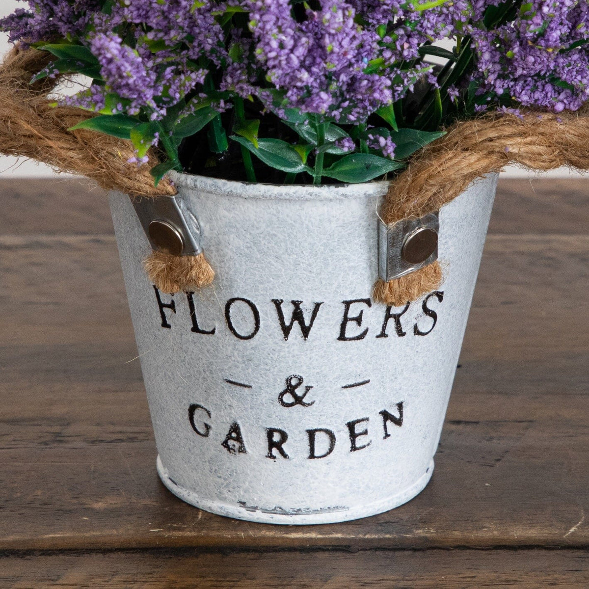 8” Artificial Lavender Plant in Rustic Flowers & Garden Planter -Set of 3