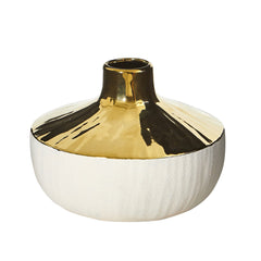 8” Elegance Ceramic Decorative Vase with Gold Accents - Ornate Home