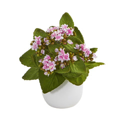 8” Kalanchoe Artificial Plant in White Vase (Set of 3) - Ornate Home