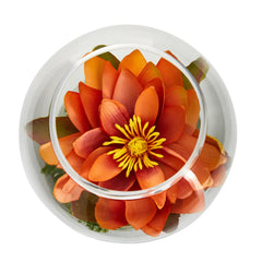 8” Lotus Artificial Arrangement in Glass Vase - Ornate Home