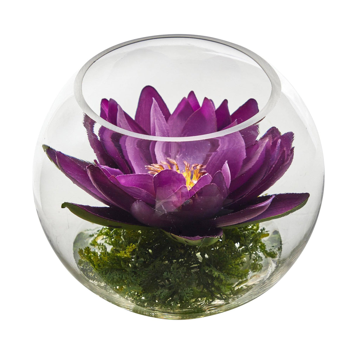 8” Lotus Artificial Arrangement in Glass Vase