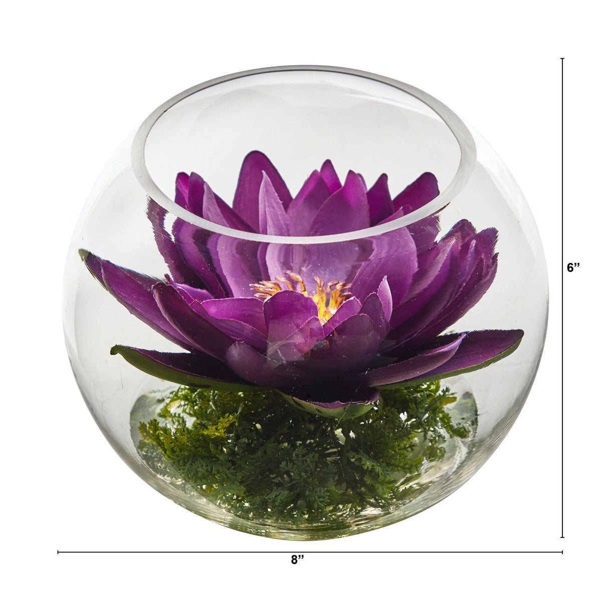 8” Lotus Artificial Arrangement in Glass Vase