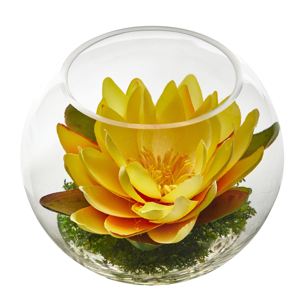 8” Lotus Artificial Arrangement in Glass Vase