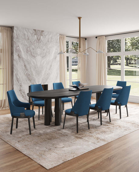 8-Piece Kara Dining Side and Arm Chairs in Blue - Ornate Home