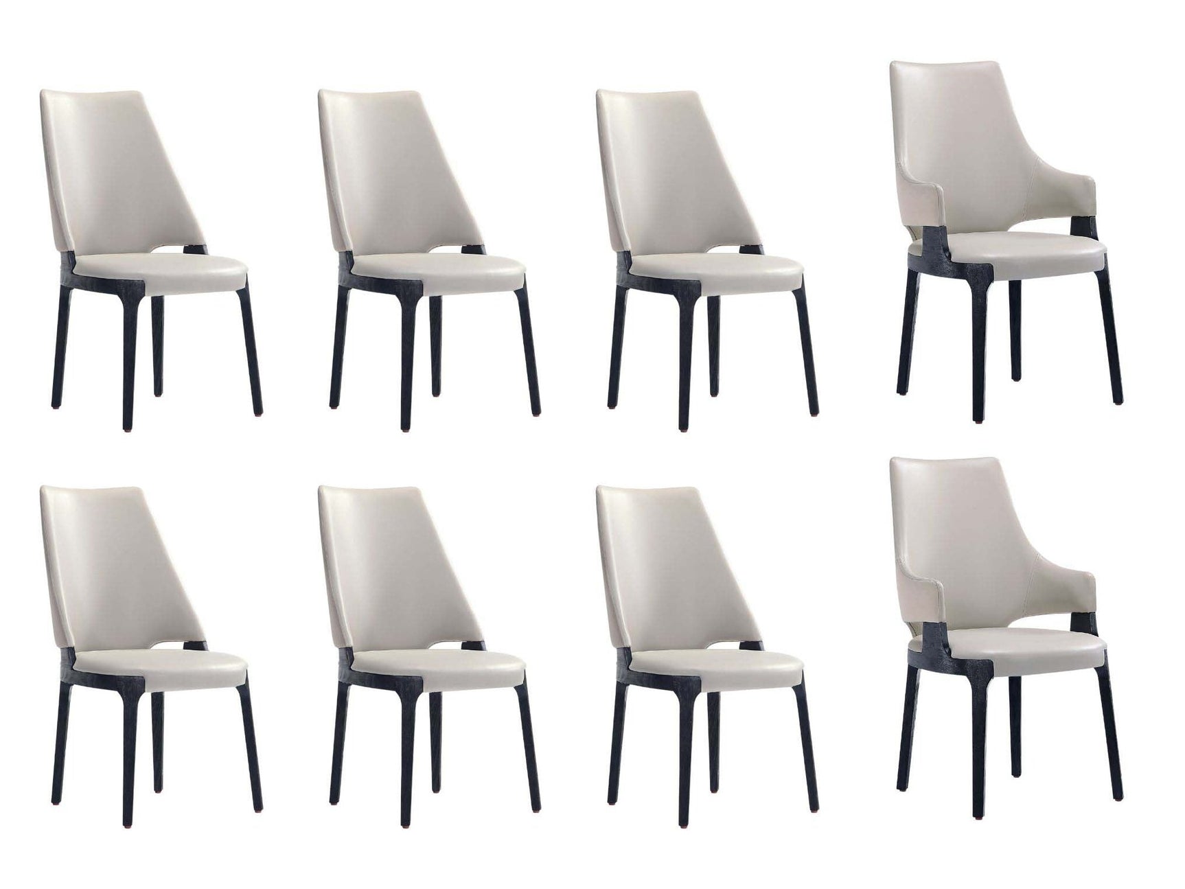 8-Piece Kara Dining Side and Arm Chairs in Light Grey - Ornate Home