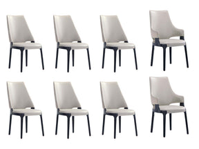 8-Piece Kara Dining Side and Arm Chairs in Light Grey - Ornate Home