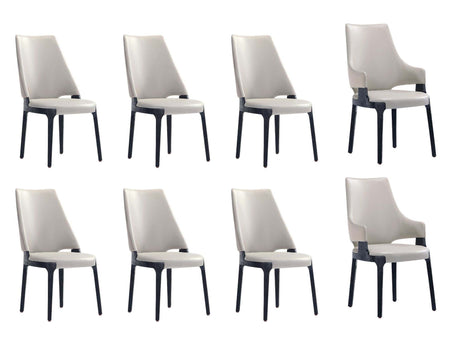 8-Piece Kara Dining Side and Arm Chairs in Light Grey - Ornate Home