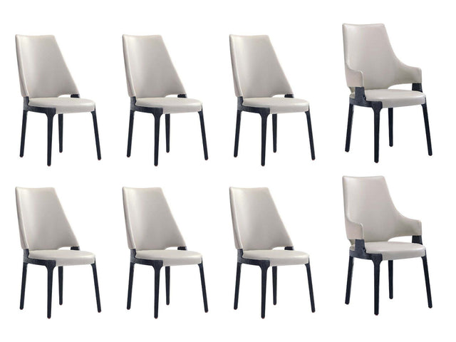 8-Piece Kara Dining Side and Arm Chairs in Light Grey - Ornate Home