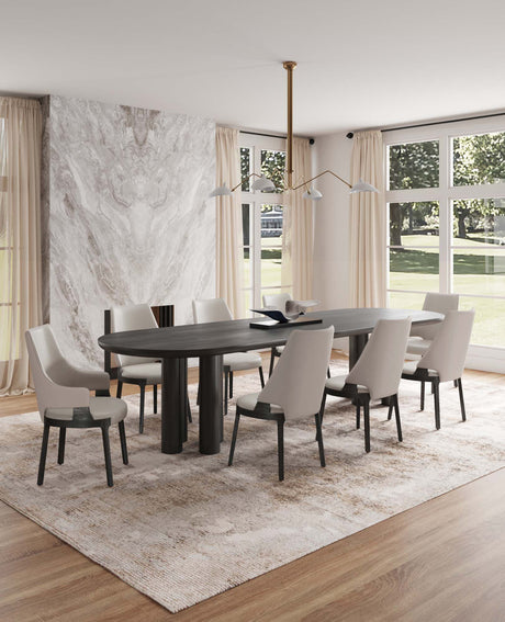 8-Piece Kara Dining Side and Arm Chairs in Light Grey - Ornate Home