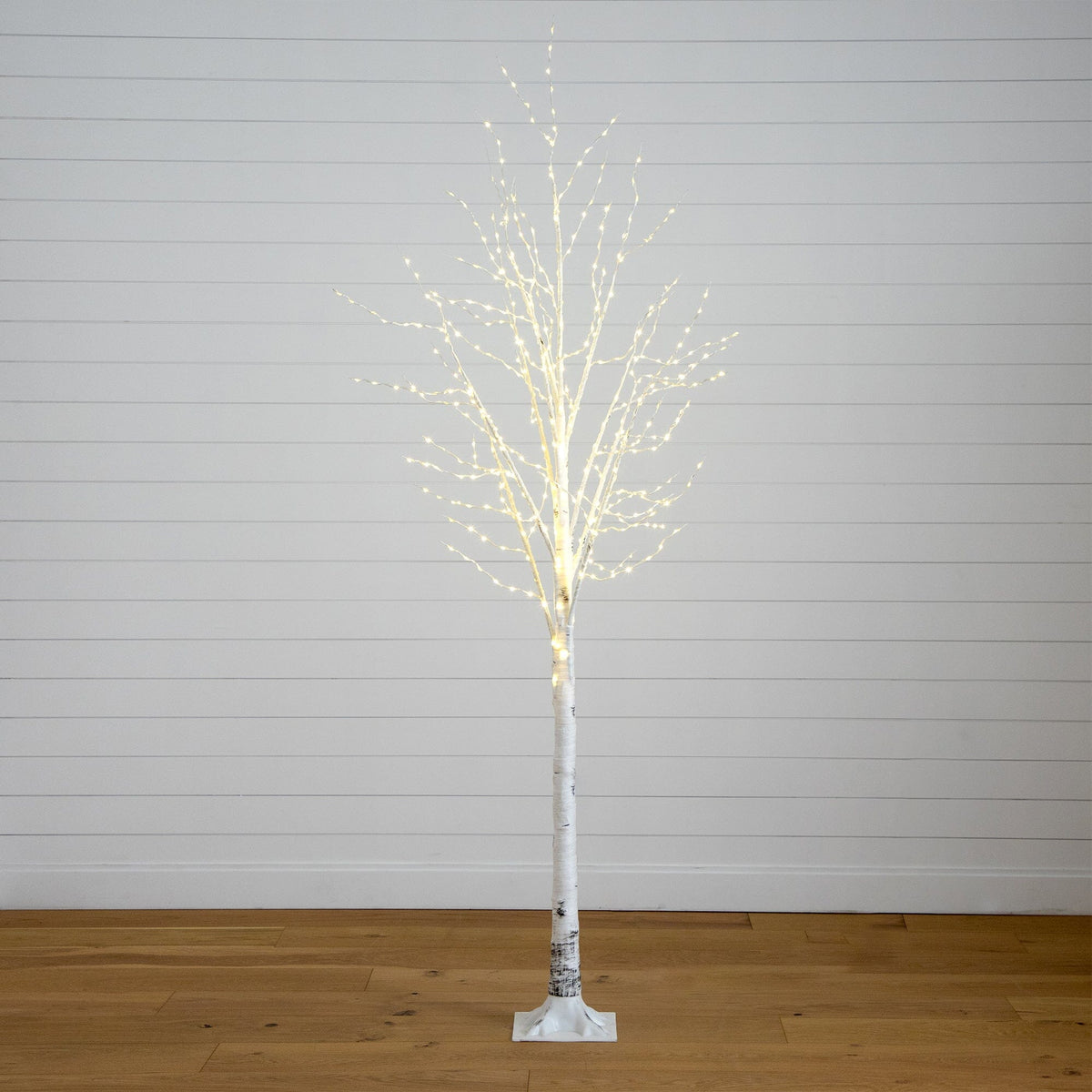 8’ Pre-Lit Artificial White Birch Tree with 500 Warm White LED Lights