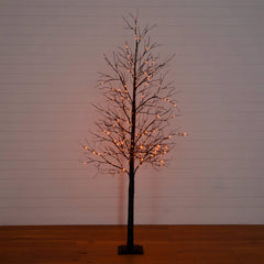 8' Pre-Lit Halloween Black Twig Artificial Tree with 510 Orange & Purple LED Lights - Ornate Home