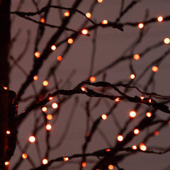 8' Pre-Lit Halloween Black Twig Artificial Tree with 510 Orange & Purple LED Lights - Ornate Home