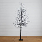 8' Pre-Lit Halloween Black Twig Artificial Tree with 510 Orange & Purple LED Lights