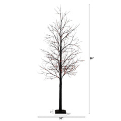 8' Pre-Lit Halloween Black Twig Artificial Tree with 510 Orange & Purple LED Lights - Ornate Home