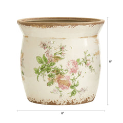 8” Tuscan Ceramic Floral Print Planter - Ornate Home
