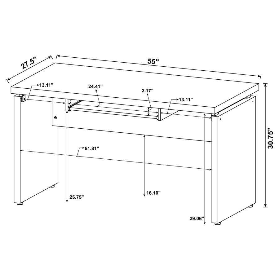 Skylar Cappuccino Computer Desk w/ Keyboard Drawer - Ornate Home