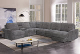 Haven Gunmetal 7-Piece Sleeper Sectional with Sliding Seats and Storage