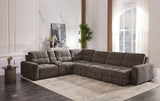 Haven Gunmetal 7-Piece Sleeper Sectional with Sliding Seats and Storage