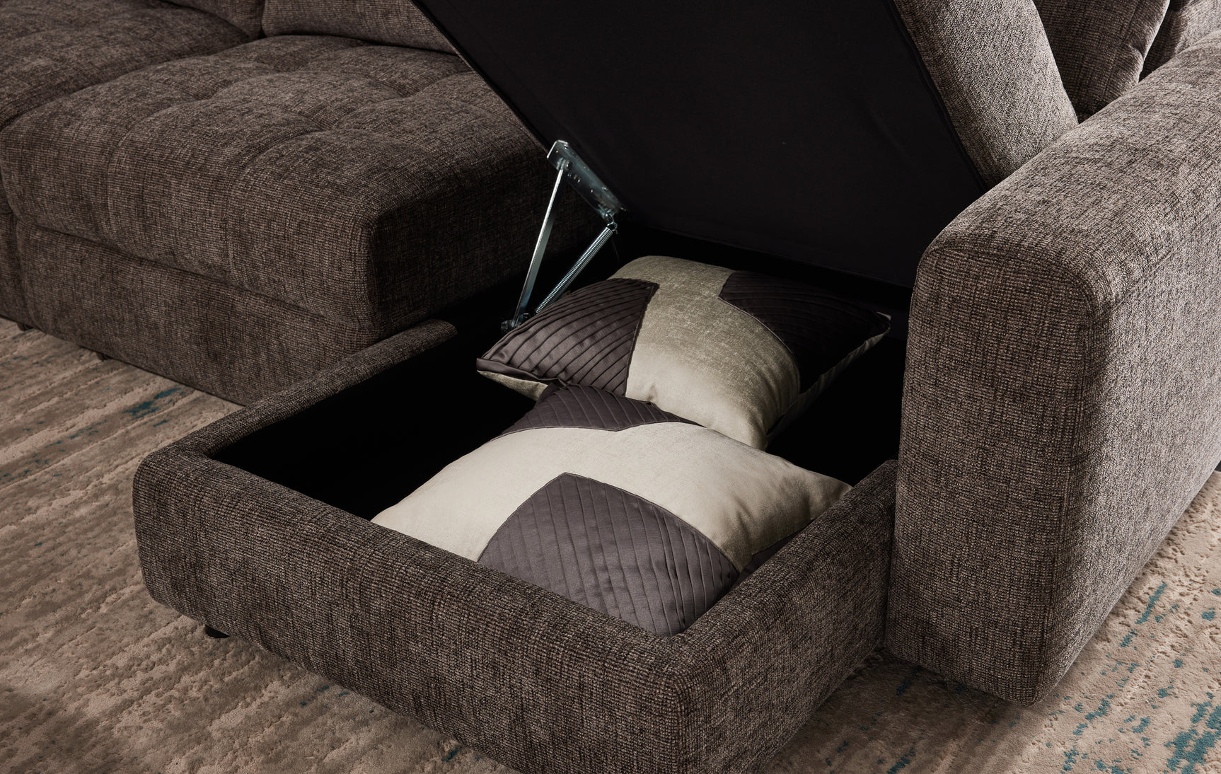 Haven Gunmetal 7-Piece Sleeper Sectional with Sliding Seats and Storage