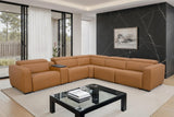 Rally Pro Caramel 6-Piece Power Reclining Sectional with Console and Immersive Sound System