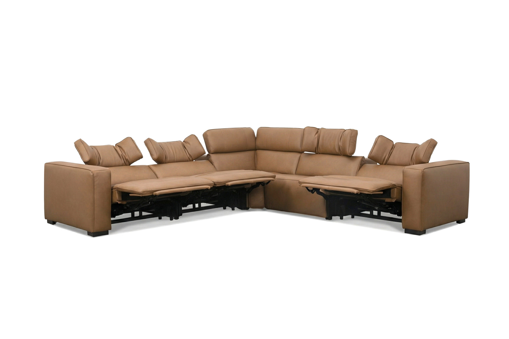 Rally Pro Caramel 6-Piece Power Reclining Sectional with Console and Immersive Sound System