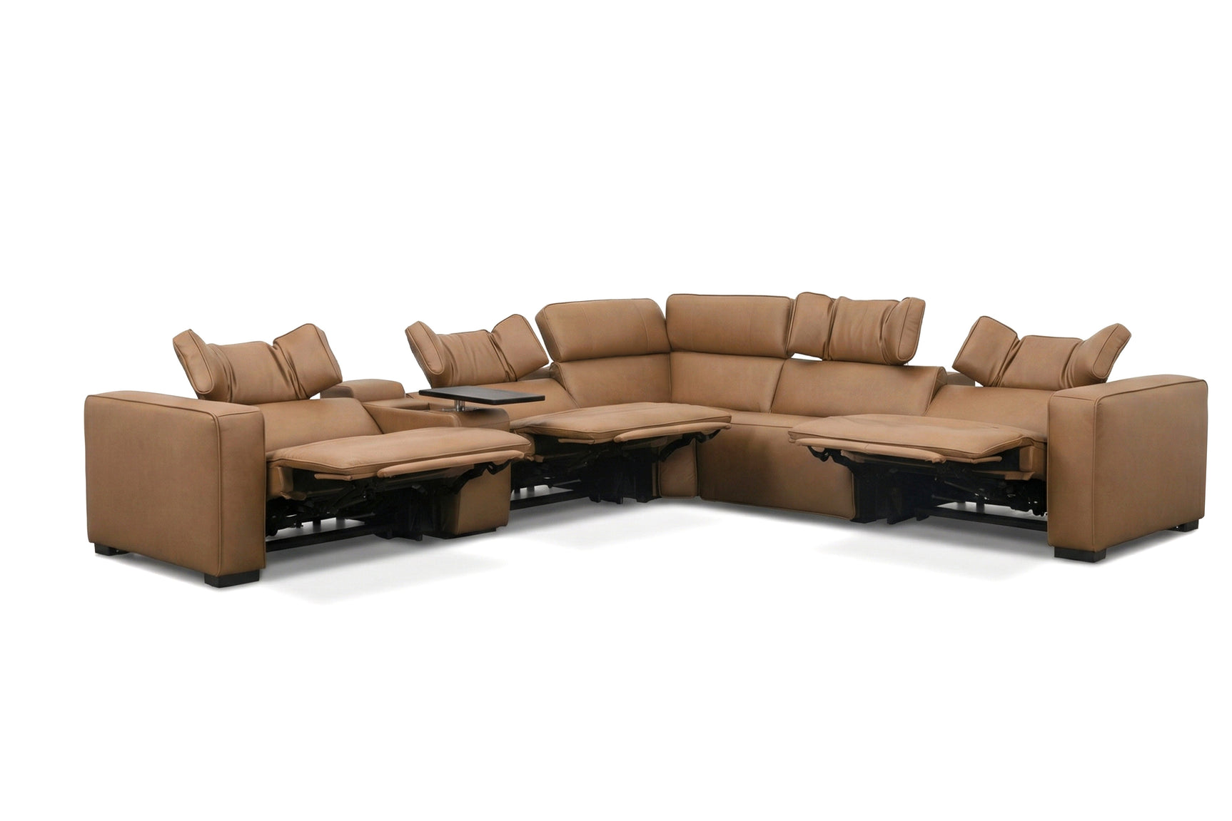 Rally Pro Caramel 6-Piece Power Reclining Sectional with Console and Immersive Sound System