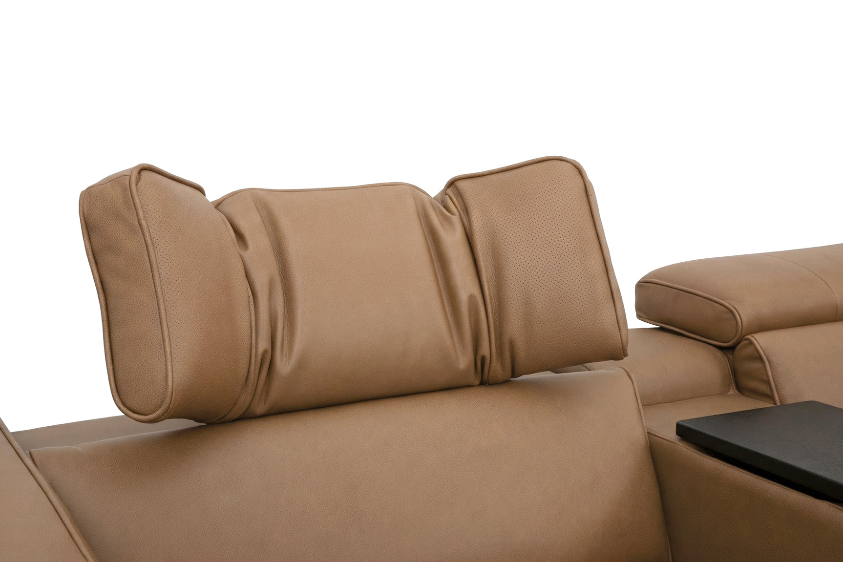 Rally Pro Caramel 6-Piece Power Reclining Sectional with Console and Immersive Sound System