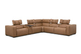 Rally Pro Caramel 6-Piece Power Reclining Sectional with Console and Immersive Sound System