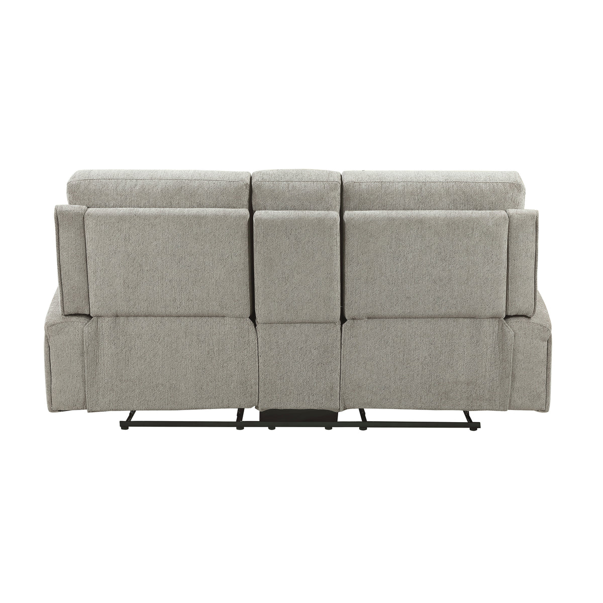 Plume Silver Double Reclining Loveseat With Center Console