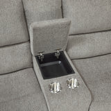 Plume Silver Double Reclining Loveseat With Center Console