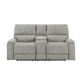 Plume Silver Double Reclining Loveseat With Center Console