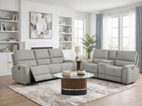 Plume Silver Double Reclining Loveseat With Center Console