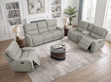 Plume Silver Double Reclining Loveseat With Center Console