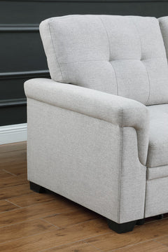Lucca Light Gray 84"W Linen Reversible Sleeper Sectional Sofa with Storage Chaise