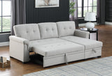 Lucca Light Gray 84"W Linen Reversible Sleeper Sectional Sofa with Storage Chaise