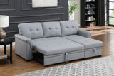Lucca Gray 84"W Vegan Leather Reversible Sleeper Sectional Sofa with Storage Chaise