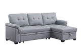 Lucca Gray 84"W Vegan Leather Reversible Sleeper Sectional Sofa with Storage Chaise