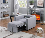 Zoey Light Gray 33.25"W Linen Convertible Sleeper Chair