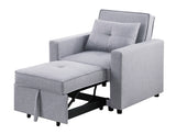 Zoey Light Gray 33.25"W Linen Convertible Sleeper Chair