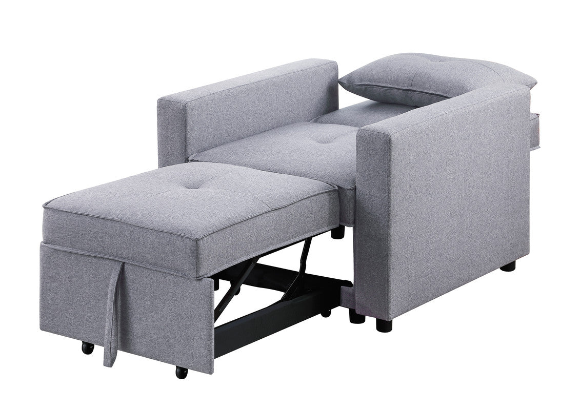 Zoey Light Gray 33.25"W Linen Convertible Sleeper Chair