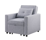Zoey Light Gray 33.25"W Linen Convertible Sleeper Chair