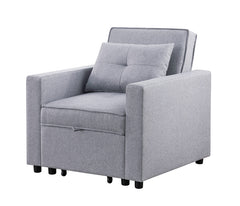 Zoey Light Gray 33.25"W Linen Convertible Sleeper Chair