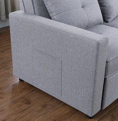 Zoey Light Gray 33.25"W Linen Convertible Sleeper Chair
