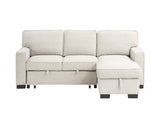 Estelle Beige 86.5"W Fabric Reversible Sleeper Sectional Sofa with Storage Chaise